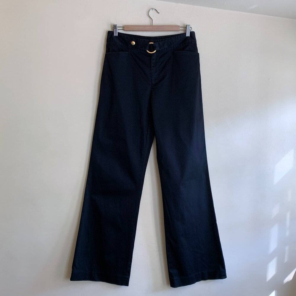 Lauren Ralph Lauren Black Cotton Pants Women's Size 8 Gold Hardware